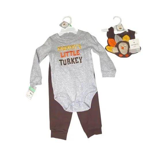 Carters Thanksgiving Turkey Outfit Baby 3 Piece Set NWT Holiday Fall 18 Months
