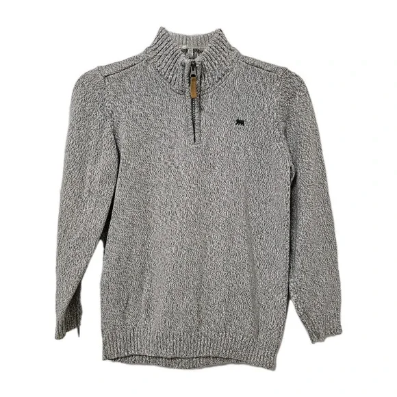 Carter's Sweater Boys 14 Gray Quarter Zip Mock Neck Cotton Marl Knit Pullover