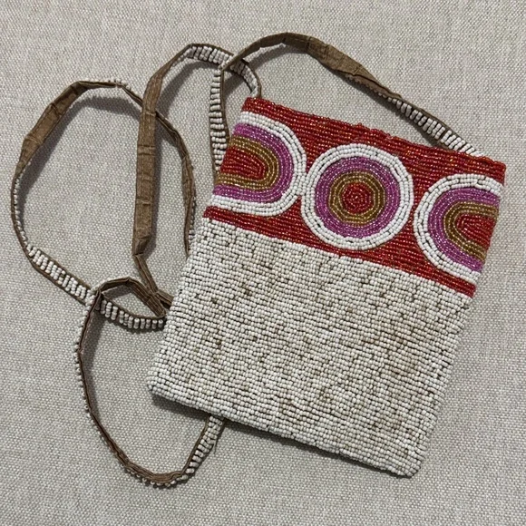 Beaded Mini Crossbody Bag-Seed Beads-Red/Pink/White-ZipTop-GUC