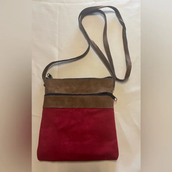 Guatemalan Cross Body Red Brown‎ Boho Pocket 7.25”x 8.5” Small