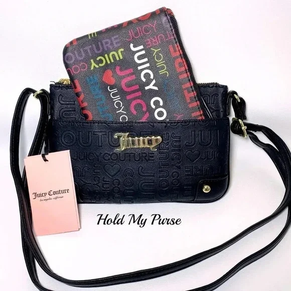 Juicy Couture Black Crossbody Bag & Pullout Pouch NWT