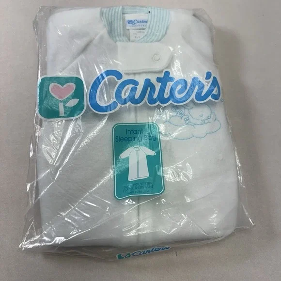 Carters sleeping bag pajamas sleep sack NOS vintage Unisex Newborn‎ white bunny