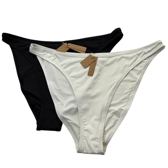 SKIMS Swim Cheeky Tanga Bottoms Lot of 2 Marble Onyx 3X‎
