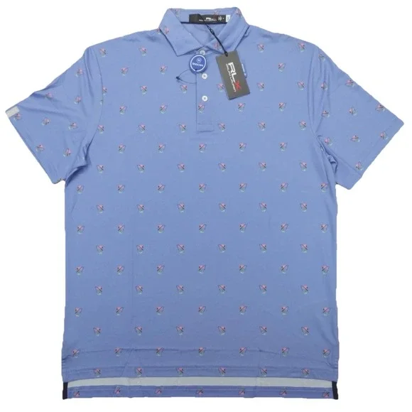 *NEW Men's Size LARGE Ralph Lauren RLX Performance Polo Golf Shirt Flamingo Blue