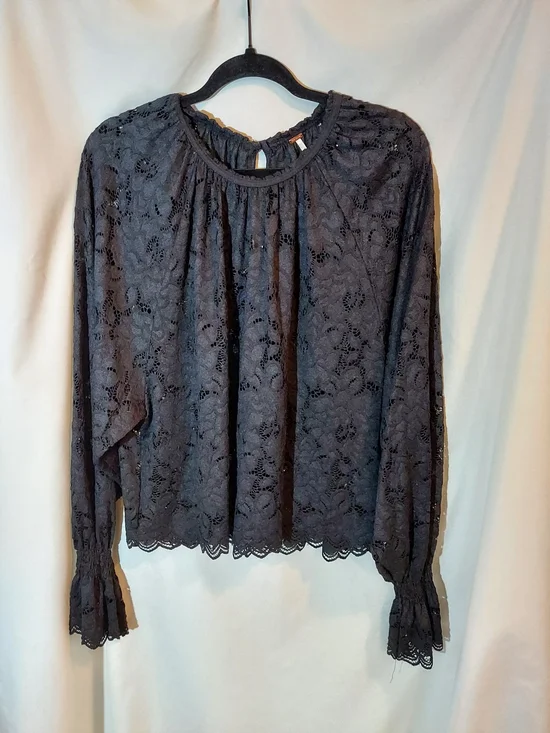 Free People Olivia Sheer Floral Lace Blouse