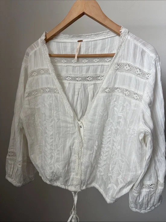 Free People Embroidered Peasant Blouse