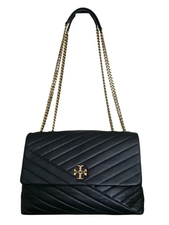 Tory‎ Burch Kira Chevron Convertible Bag Black Shoulder Chain Crossbody Leather