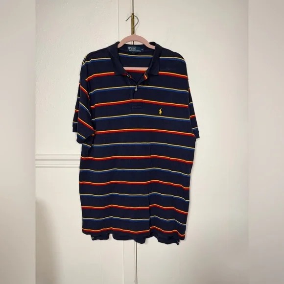 Polo by Ralph Lauren Men's Polo Shirt with Navy and Red Stripes size XL
