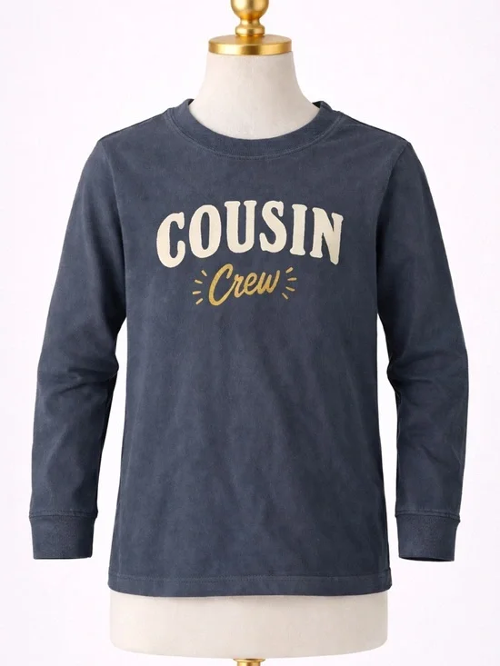 Carter’s Cousin Crew‎ Shirt 2T | Toddler Long Sleeve Graphic Tee Gray Family