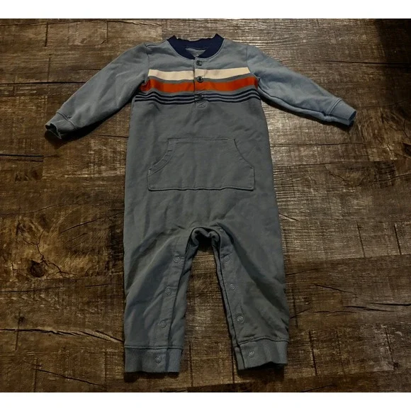 Carters Blue Striped Long Sleeve One Piece‎ Baby Romper Jumpsuit 18m