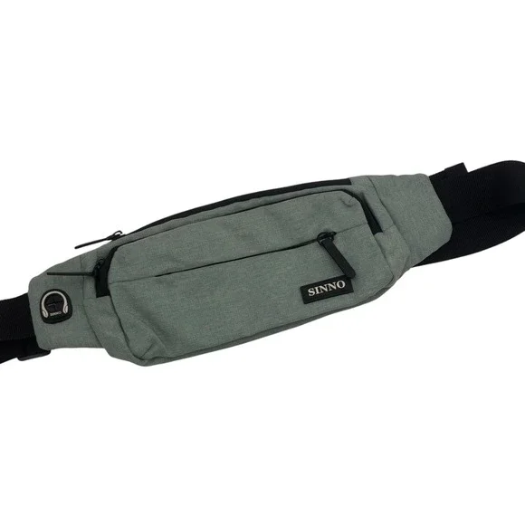 SINNO Large Crossbody Fanny Pack‎ for Women Dark Green 4 Zipper Compartments