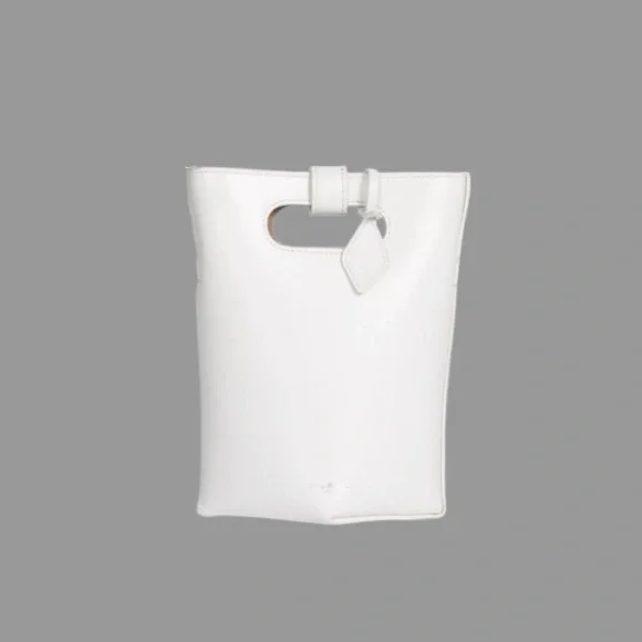Alaïa Folded Small Leather Tote Bag- Blanc Optique