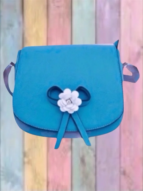 Blue Scuba Bow Flower Crossbody Bag Purse NEW