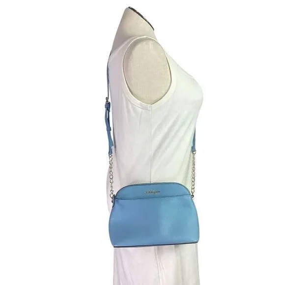 Nanette Lepore Crossbody Bag Small Blue Dome Faux Leather Adjustable Strap