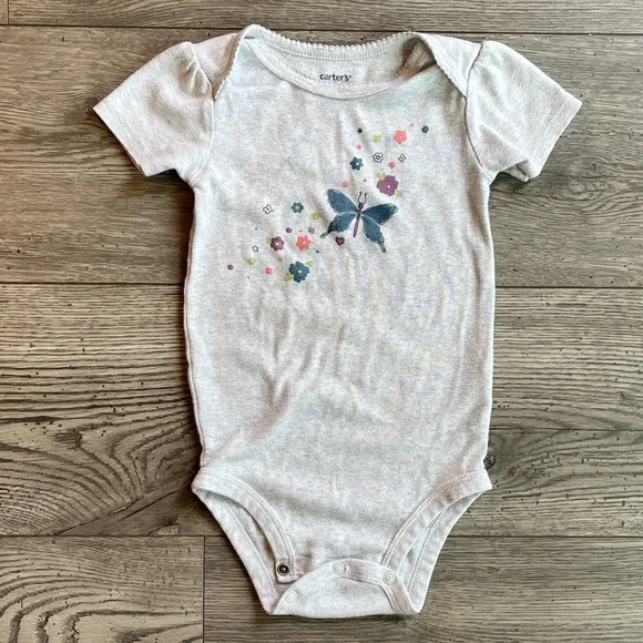 Carter’s Toddler Girl Short Sleeve Onesie Bodysuit Butterfly & Flowers 18 Months
