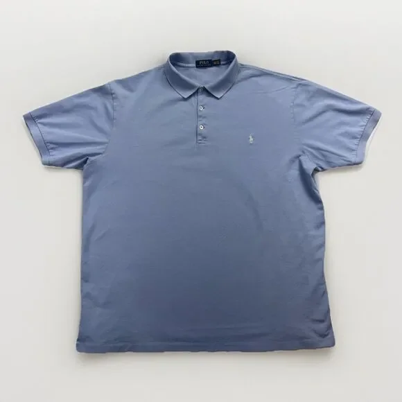 Polo Ralph Lauren Polo Shirt Mens 2XLT Blue Stretch Cotton Short Sleeve Big Tall