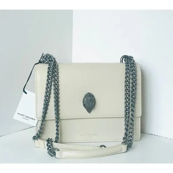 Kurt Geiger Shoreditch Crossbody Bag Bone Leather Eagle Head Chain Large