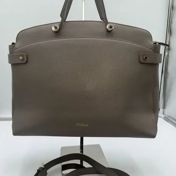 Furla Agata Saffiano Leather Crossbody Bag in Sabbia