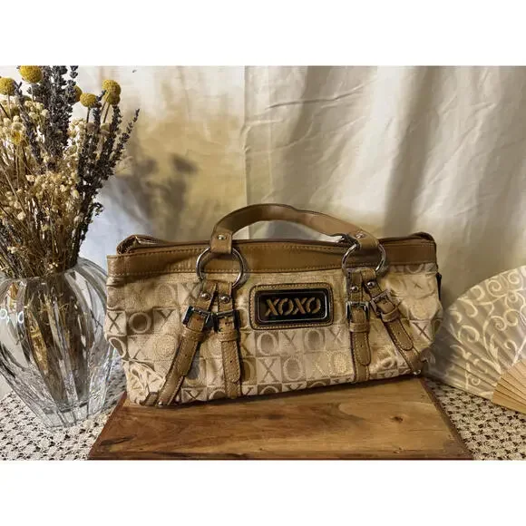 Vintage Y2K XOXO Brown and Beige Logo Print Shoulder‎ Bag