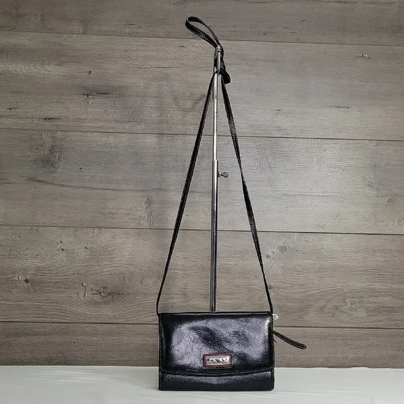 Brighton Black Leather Crossbody Bag
