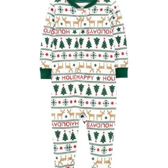 Carter's Festive Kids Footie Pajamas - Green,‎ White, and Red 18 mo