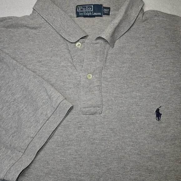Polo Ralph Lauren Men's 2XLT Tall Grey Polo Shirt Classic Fit Pony Old Money Y2K