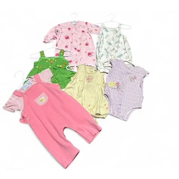VTG Baby Girls Clothes Lot 6 Pieces 3-6M Carter's First Moments Dresses Romper