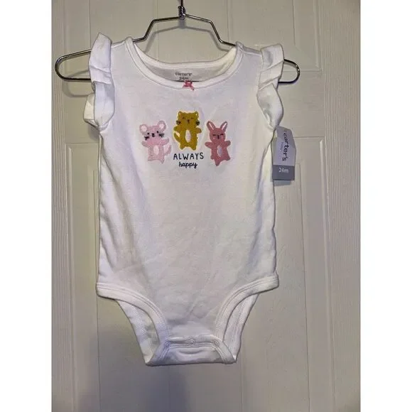 Carters “Always Happy” 24M Onsie With Animals‎ Easter Bunny Rabbit