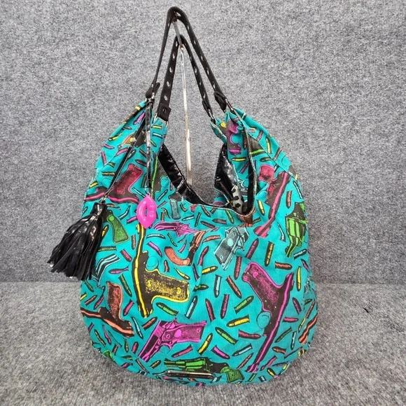 Large 'Betsey Bond' Betsey Johnson Hobo Bag Guns & Bullets Vintage‎ Y2k RARE