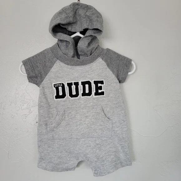 Carter's Baby Boy Newborn Grey One Piece Outfit Short Sleeve Shorts Little Dude