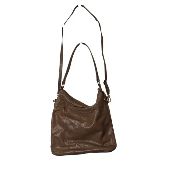 HOBO Liberty Leather Convertible Crossbody‎ Shoulder Bag Tan Large Pockets Zip