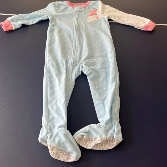 Carter's 1 Piece Fleece Unicorn Pajama PJs‎ Toddler Girl Sleeper Footie Size 24M