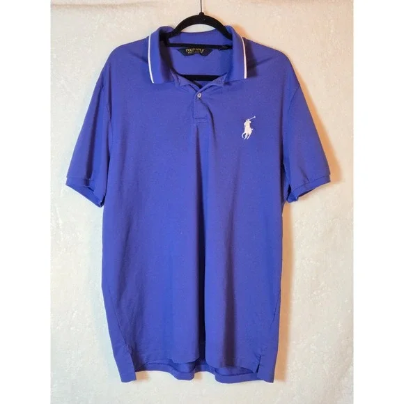 Vintage Ralph Lauren Shirt Men 2XL Purple Polo Big Pony Golf Preppy‎ Pima Cotton