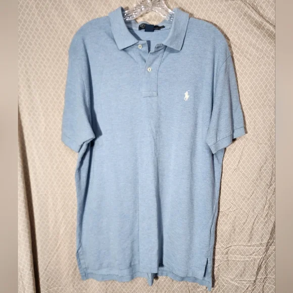 Vintage Ralph Lauren Light Blue  100% Cotton Polo Shirt Men's Large Used