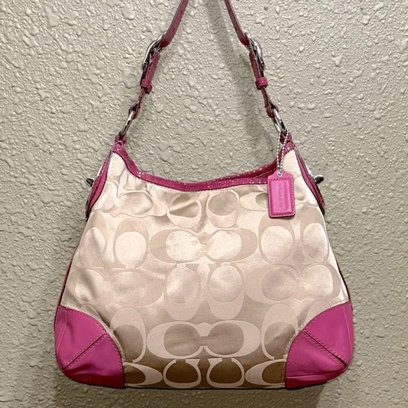 COACH Peyton Signature Sateen Turnlock Snakeprint Hobo