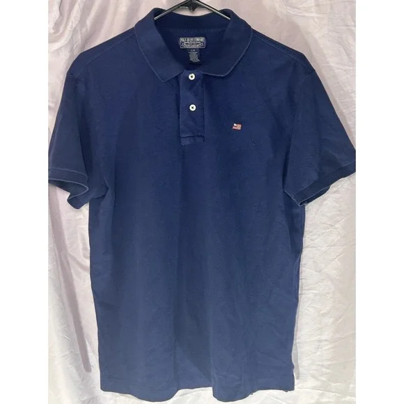 Polo Jeans Company Ralph Lauren Navy Polo Shirt Men's Large RL Flag Logo