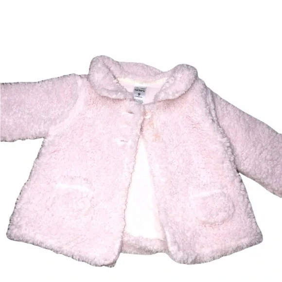 Carter’s Little Girls 9 Months Pink Fuzzy Sweater Jacket Cardigan