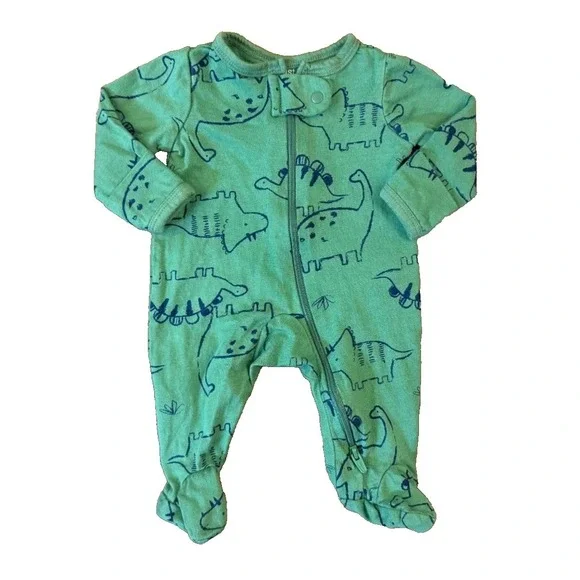 Carters Preemie‎ Baby Boy Sleeper Dinosaur Outfit Blue Green Cotton Reborn Doll