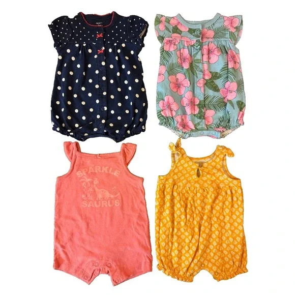 Carters Baby Girl Clothes Lot 3 Months Rompers Outfits Summer‎ Sparkle Dinosaur