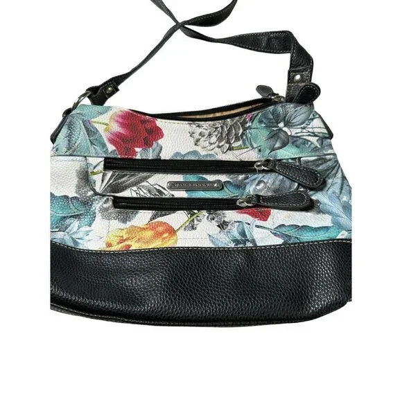 Stone Mountain black and bright floral shoulder bag