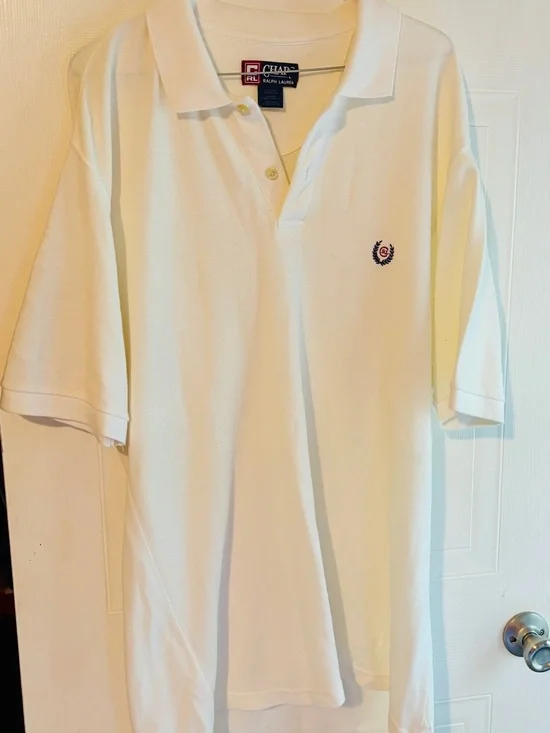 Chaps Ralph Lauren White Pique Polo Shirt Large Resort Coastal Classic