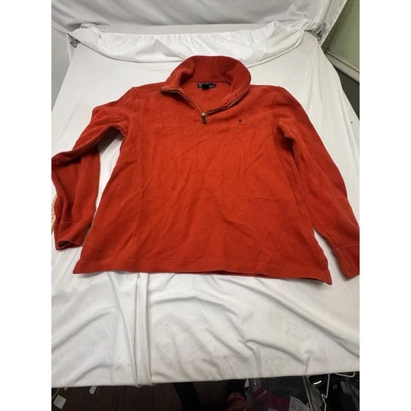Polo Ralph Lauren Sweater 1/4 Zip Pullover Mockneck Orange Men Sz M Pony Ribbed