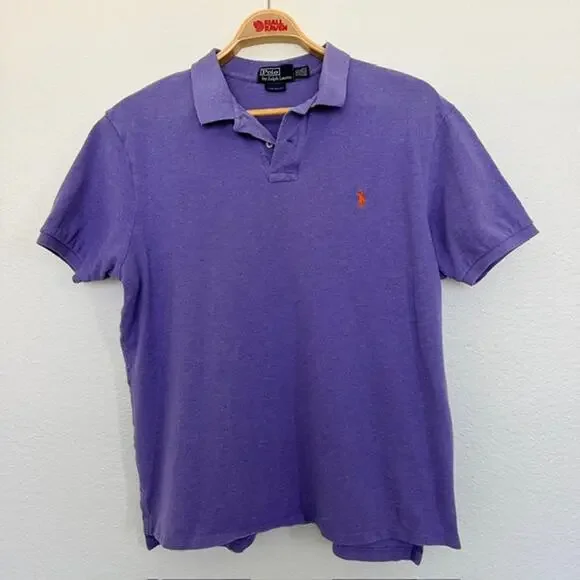 Ralph Lauren Polo Shirt Men Custom Fit XXL Blue Purple Short Sleeve Soft Casual