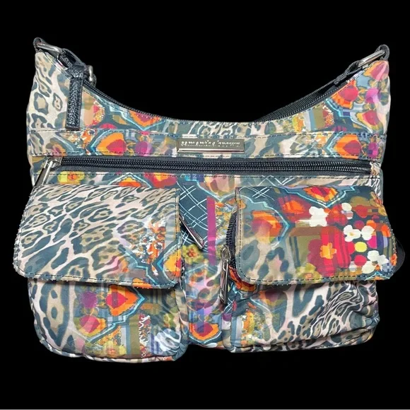 Samantha Brown To-Go Double Pocket‎ Hobo Tropical Tribal Leopard Crossbody