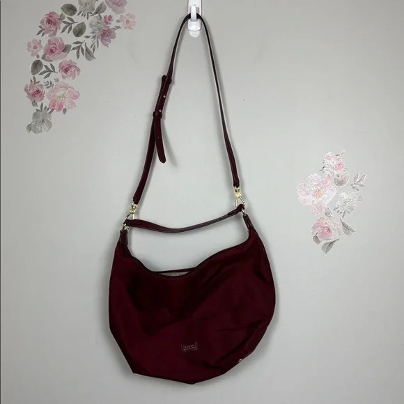Lauren Ralph Lauren Deep Red Hobo Shoulder Bag - Medium Size