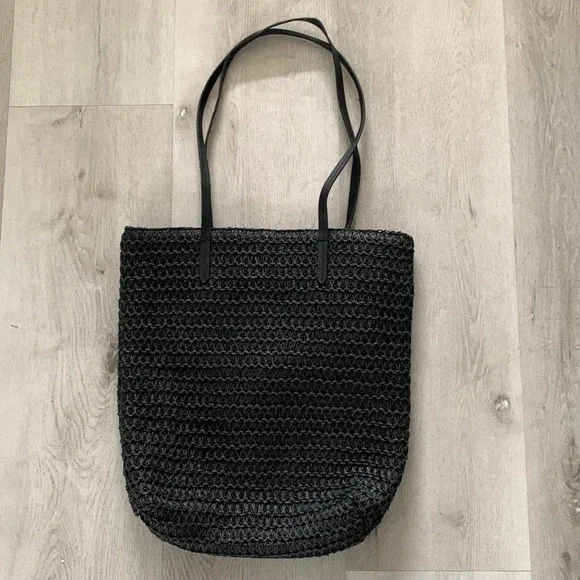 Crochet Hobo Tote Bag large‎   Black summer beach vacation travel