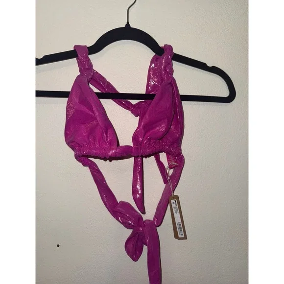 Skims Liquid‎ Shine Swim Top Micro Triangle Size M Lollipop NWT