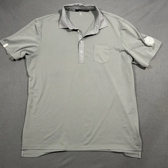 Ralph Lauren RLX Polo Shirt Mens XL‎ Gray Logo Performance Golf Stretch Wicking