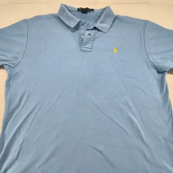 Polo by Ralph Lauren Collared Short Sleeve Polo Shirt Mens Size XL Blue Yellow