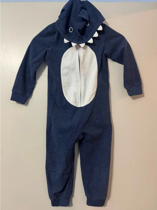 *Carter's Blue Shark Hooded Footie PJ - Toddler 4